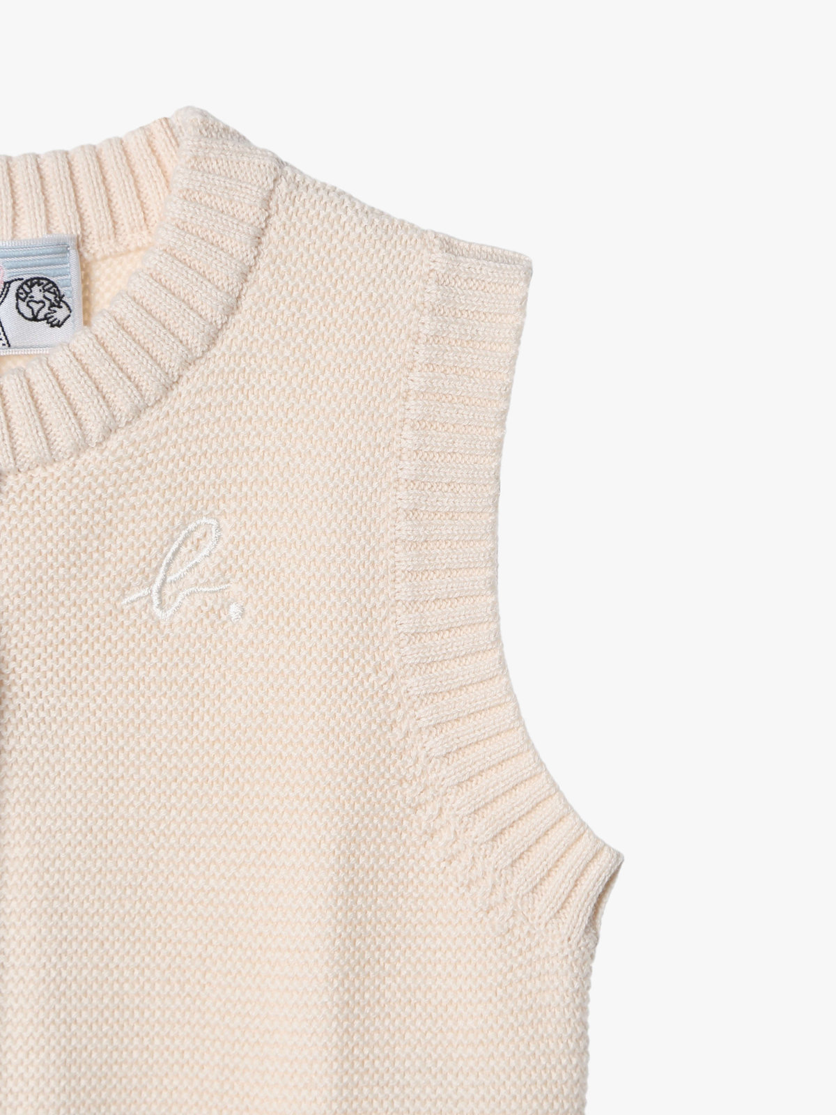 ENFANT ベビー ベビー "b." ロゴ コットン ノースリーブ ニット ベスト ホワイト