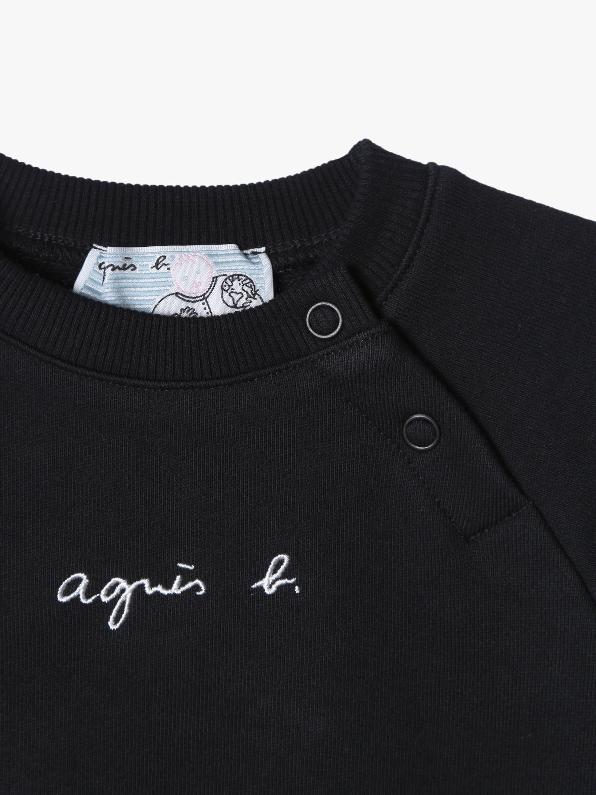 ENFANT ベビー ベビー ロゴ コットン 長袖 スウェット ブラック