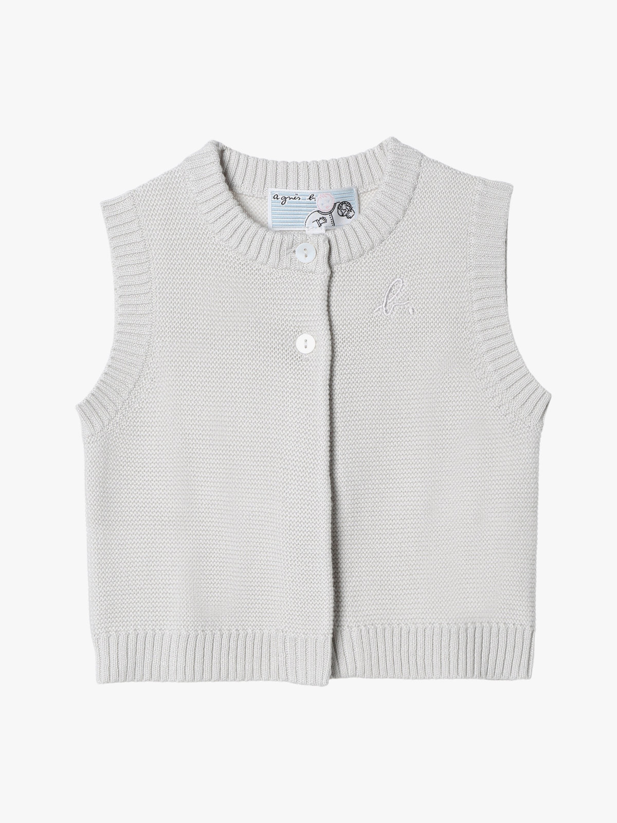 ENFANT ベビー ベビー "b." ロゴ コットン ノースリーブ ニット ベスト グレー系その他