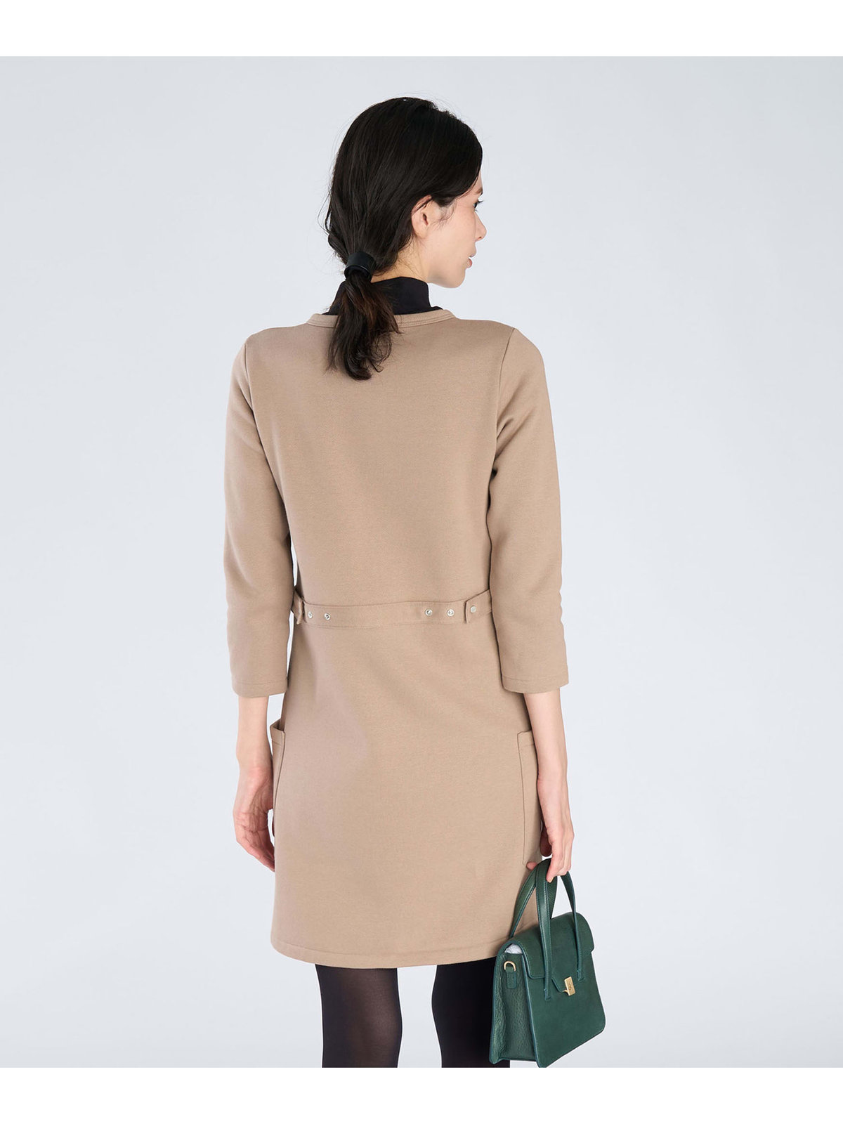 FEMME ウィメンズ オーガニックコットン メルトン 七分袖 カーディガンプレッション ”Robe” ベージュ