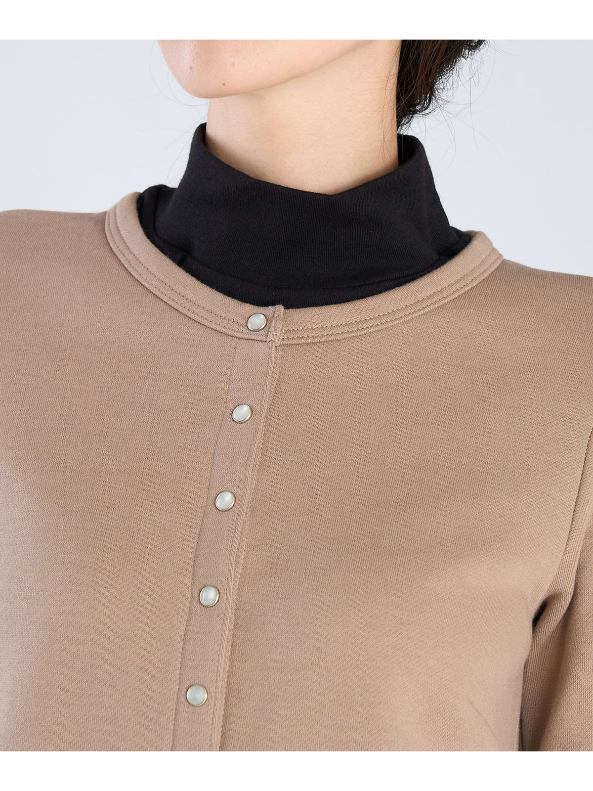 FEMME ウィメンズ オーガニックコットン メルトン 七分袖 カーディガンプレッション ”Robe” ベージュ