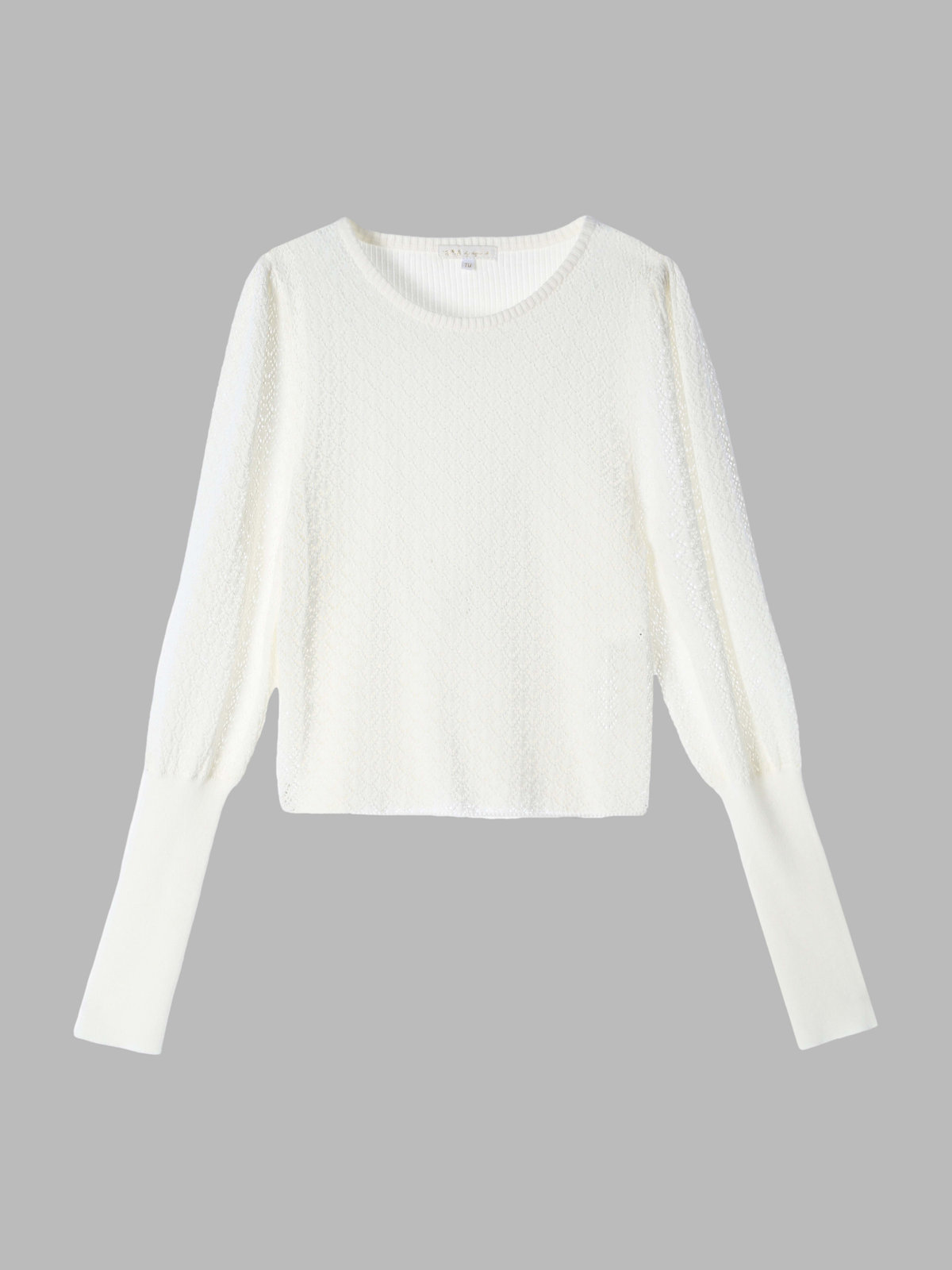 To b. by agnès b. 【Outlet】WW60 PULLOVER リブ x オープンワークスリーブプルオーバー ホワイト