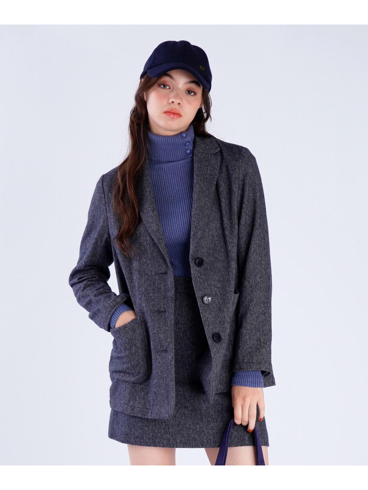 To b. by agnès b. 【Outlet】コットン ツイード テーラードジャケット ブラック