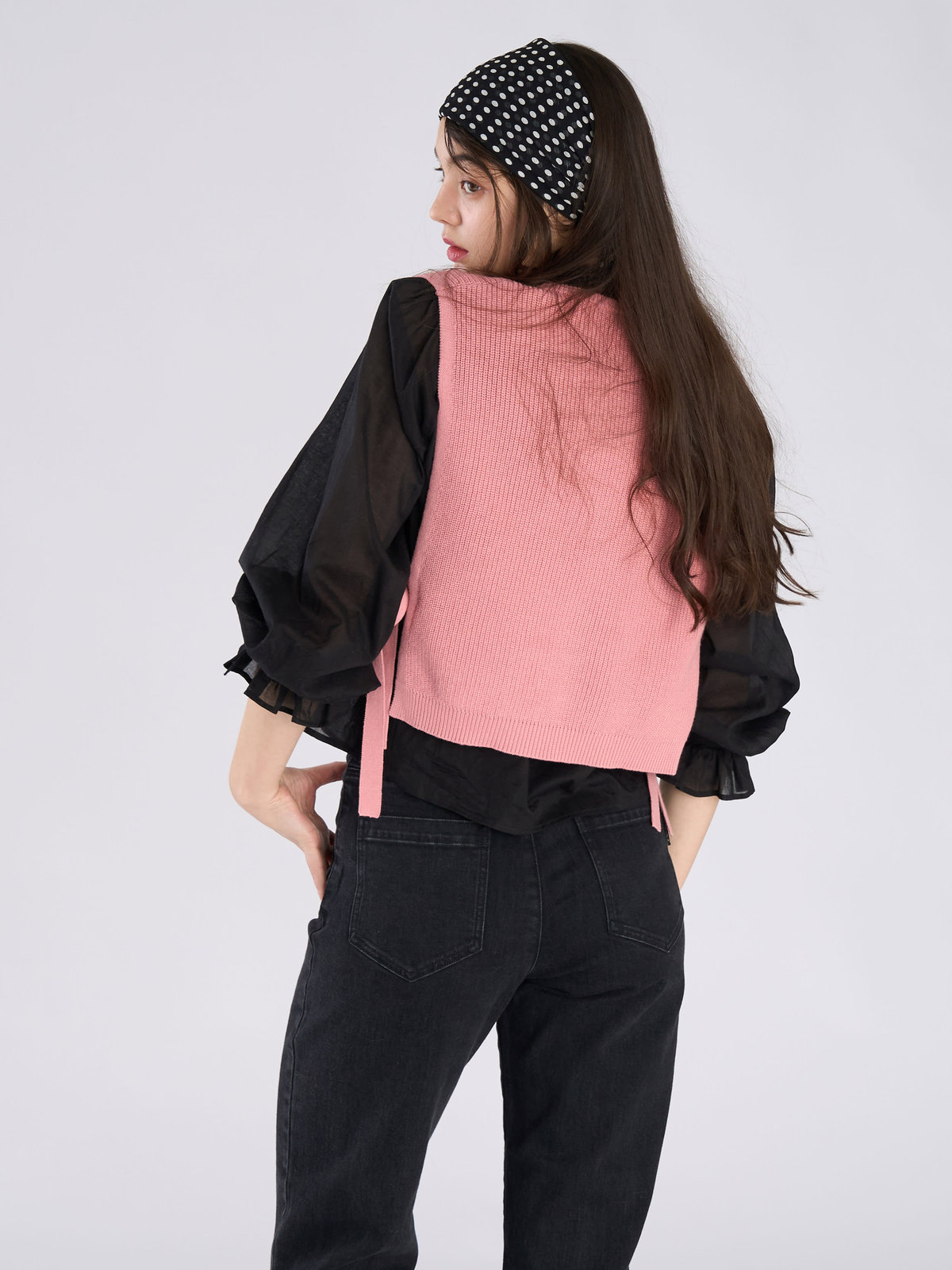 To b. by agnès b. コットン サイドリボン ベスト ピンク