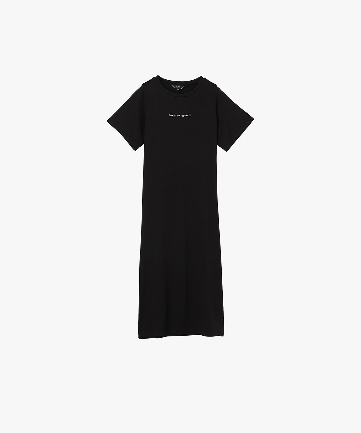 To b. by agnès b. ロゴ プリント コットン 半袖 ロング ワンピース ブラック