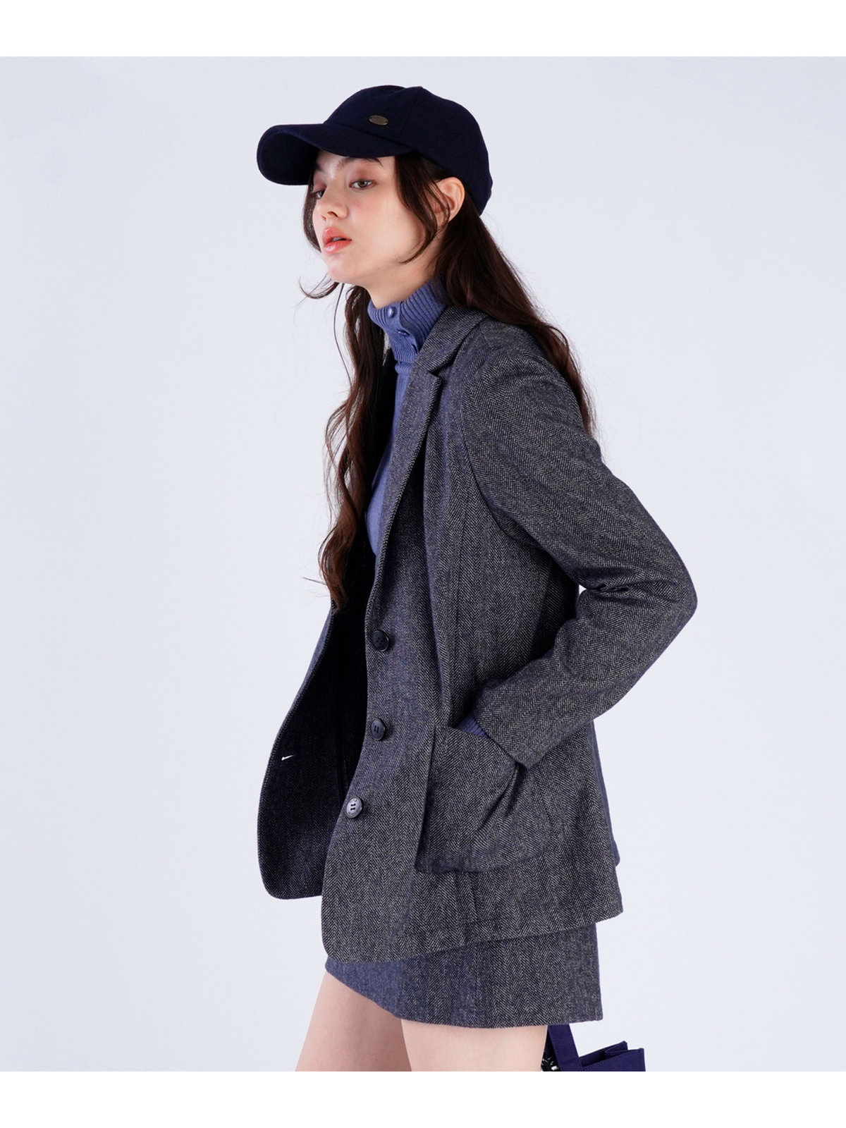 To b. by agnès b. 【Outlet】コットン ツイード テーラードジャケット ブラック