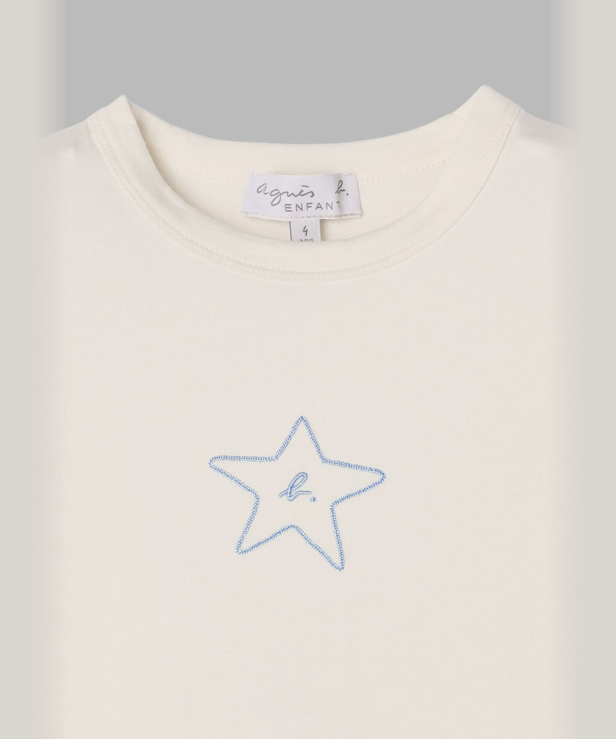 ENFANT ユニセックス キッズ "b." ロゴ スター コットン 半袖 Tシャツ "Domi" ホワイト