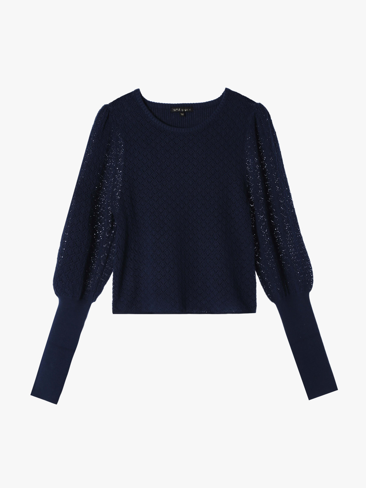 To b. by agnès b. 【Outlet】WW60 PULLOVER リブ x オープンワークスリーブプルオーバー ネイビー