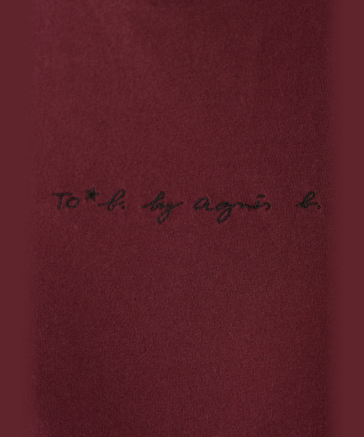 To b. by agnès b. To b. by agnes b.× green label relaxing ロゴ刺繍 オーガニックコットン リンガーTシャツ ボルドー