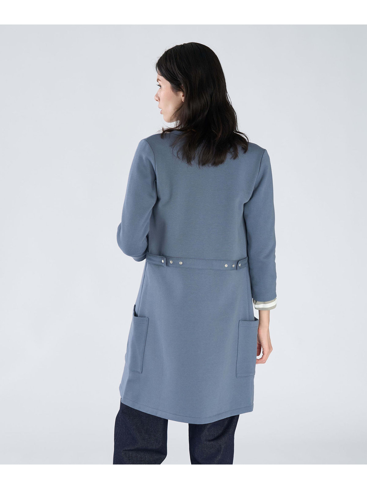 FEMME ウィメンズ オーガニックコットン メルトン 七分袖 カーディガンプレッション ”Robe” グレー