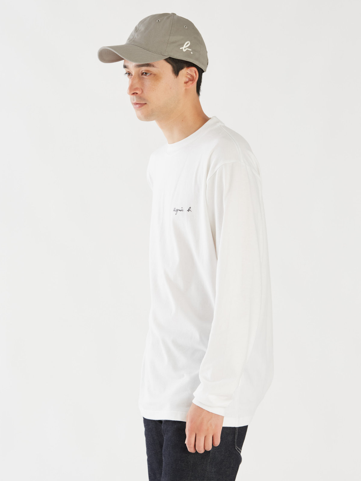 HOMME メンズ ロゴ コットン 長袖 Tシャツ "Christof" ホワイト