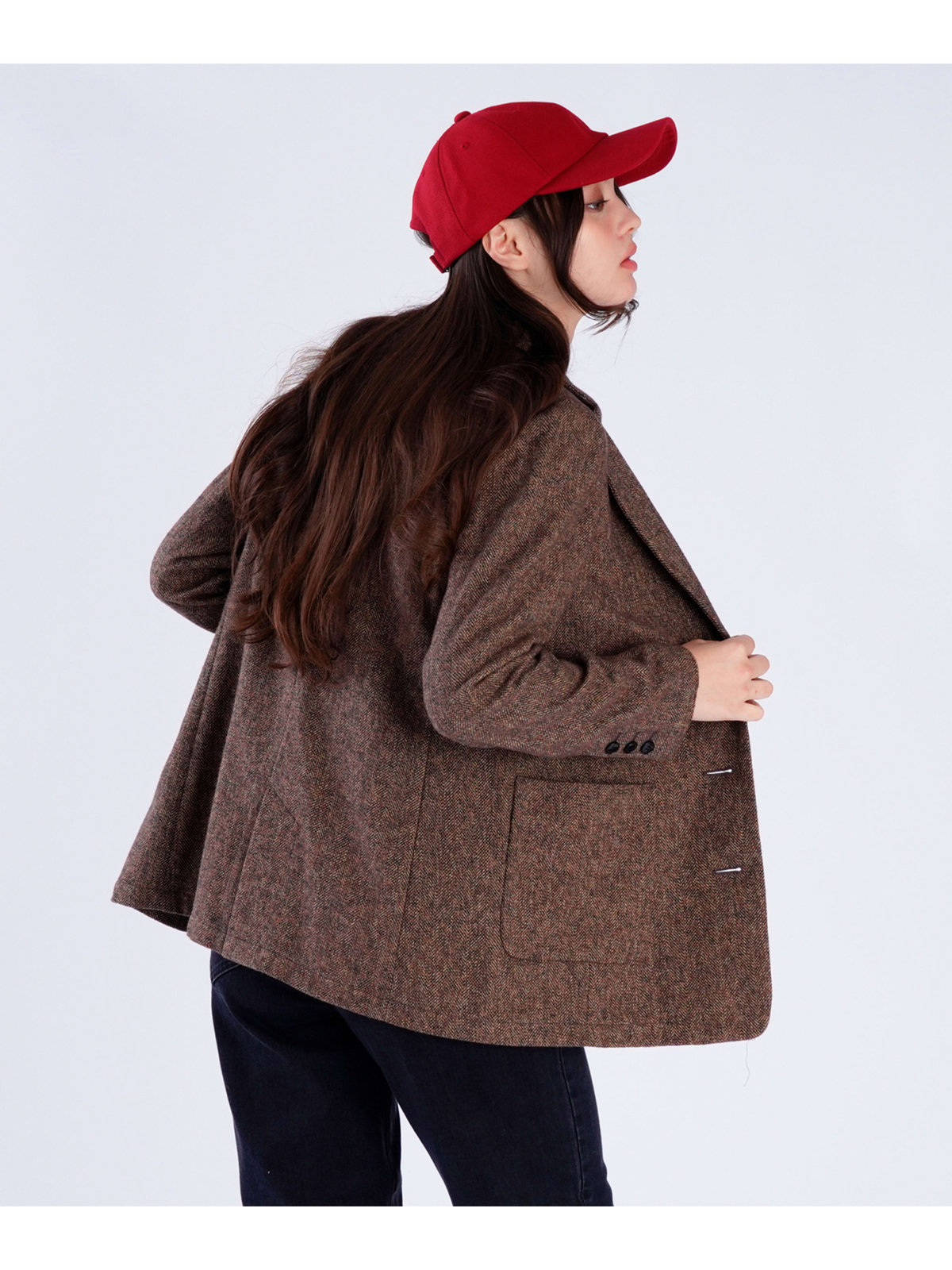 To b. by agnès b. 【Outlet】コットン ツイード テーラードジャケット ブラウン