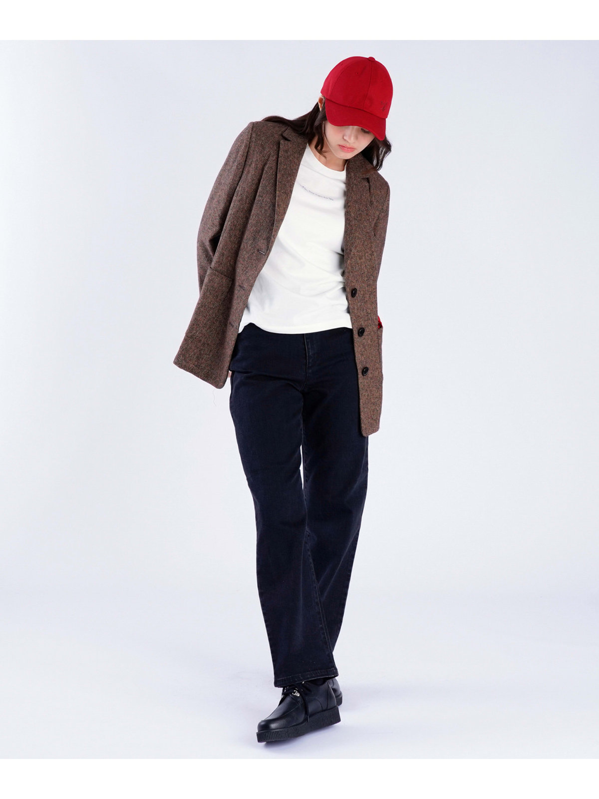 To b. by agnès b. 【Outlet】コットン ツイード テーラードジャケット ブラウン