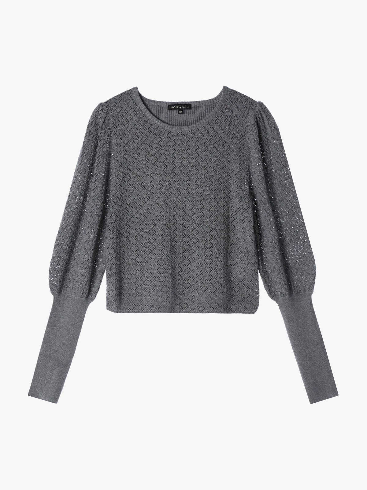 To b. by agnès b. 【Outlet】WW60 PULLOVER リブ x オープンワークスリーブプルオーバー グレー