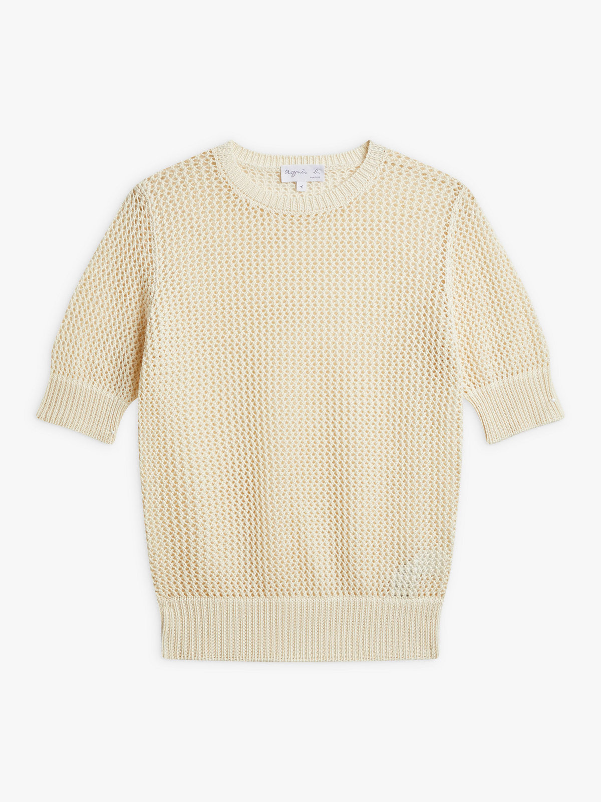 FEMME ウィメンズ コットン ニット 半袖 メッシュ プルオーバー "Betty" ブラウン系その他