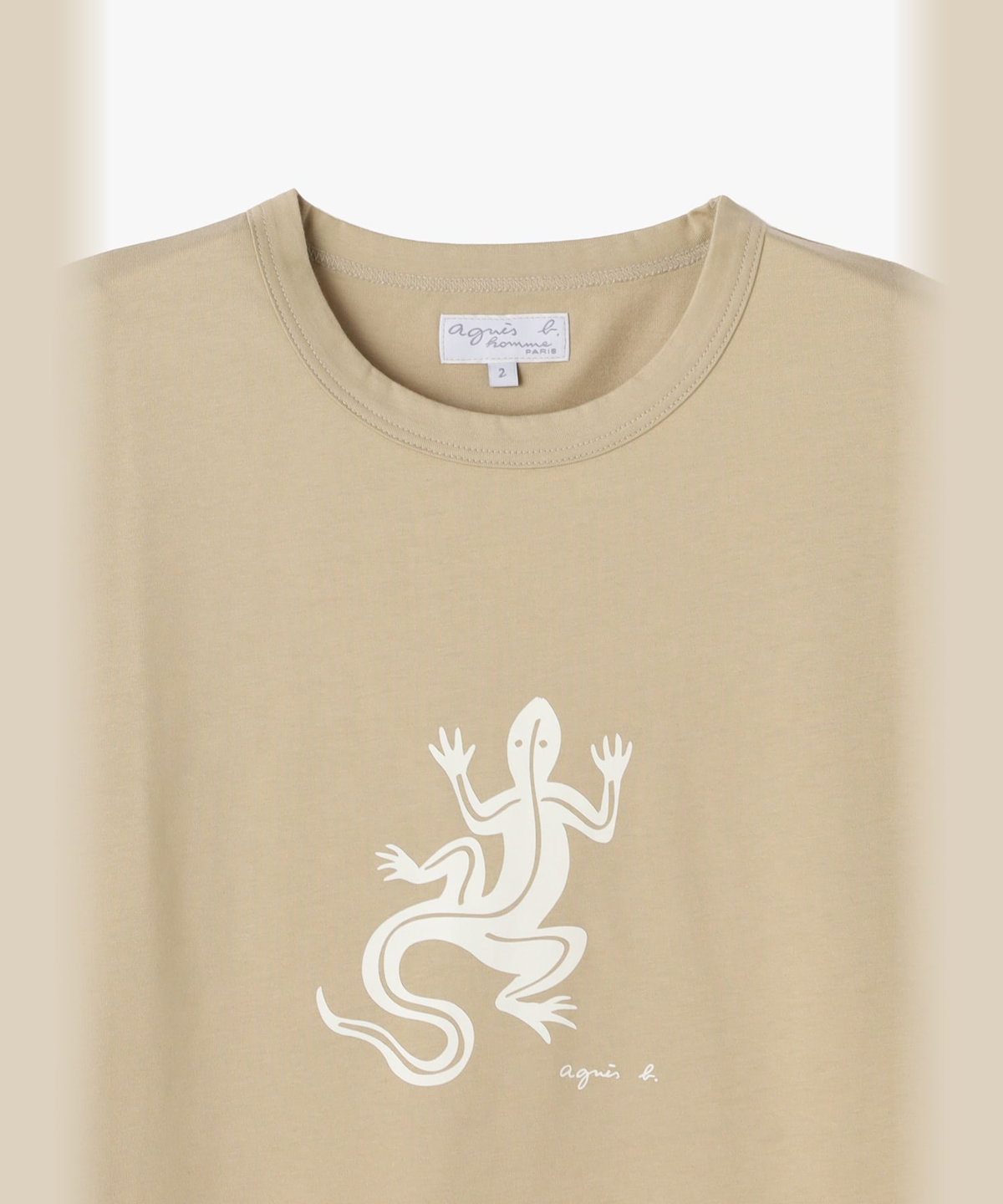 HOMME メンズ メンズ アイコニック コットン 半袖 Tシャツ "Lezard" ブラウン