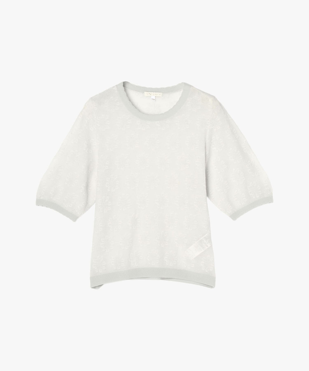 To b. by agnès b. シアー ジャカード 半袖 ニット プルオーバー ライトグレー