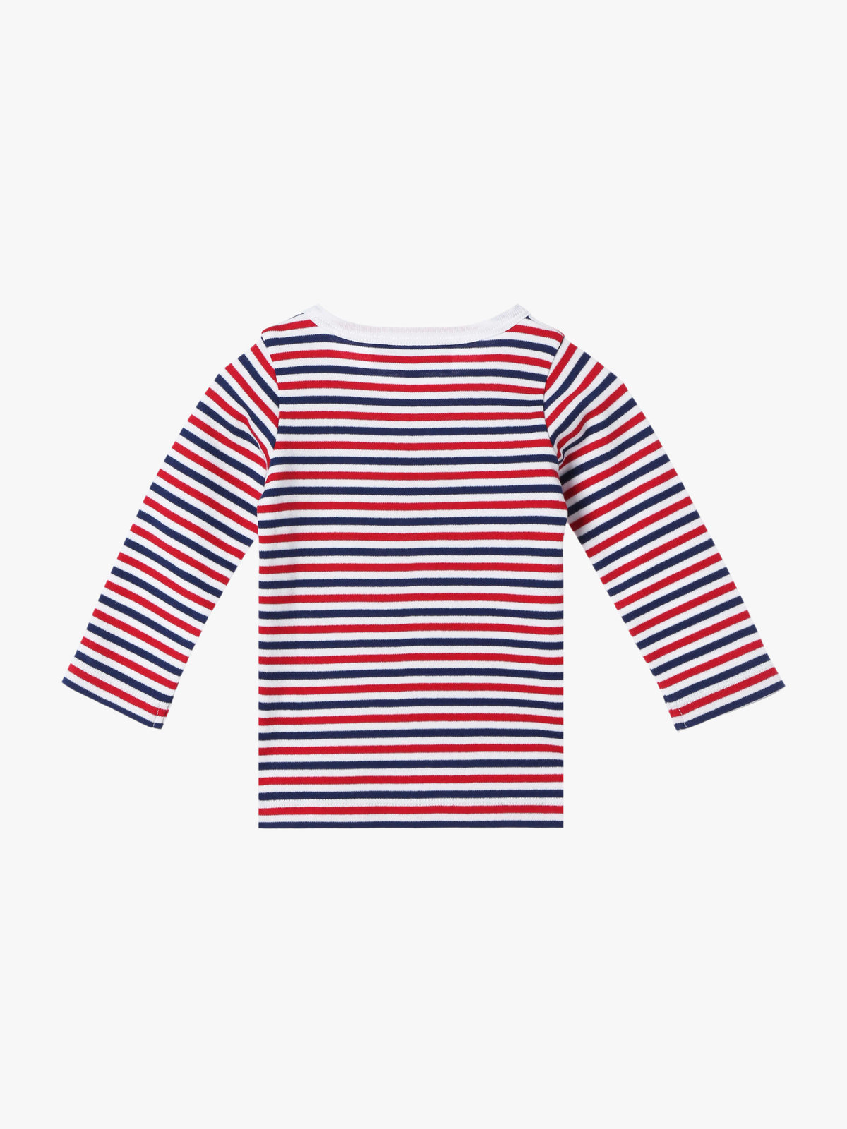 ENFANT ベビー ベビー "b."ロゴ 刺繍 トリコロールボーダー コットン 長袖 Tシャツ ネイビー