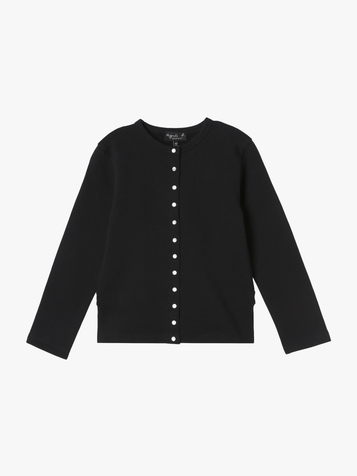 ENFANT ユニセックス キッズ コットン メルトン 長袖 カーディガンプレッション ブラック