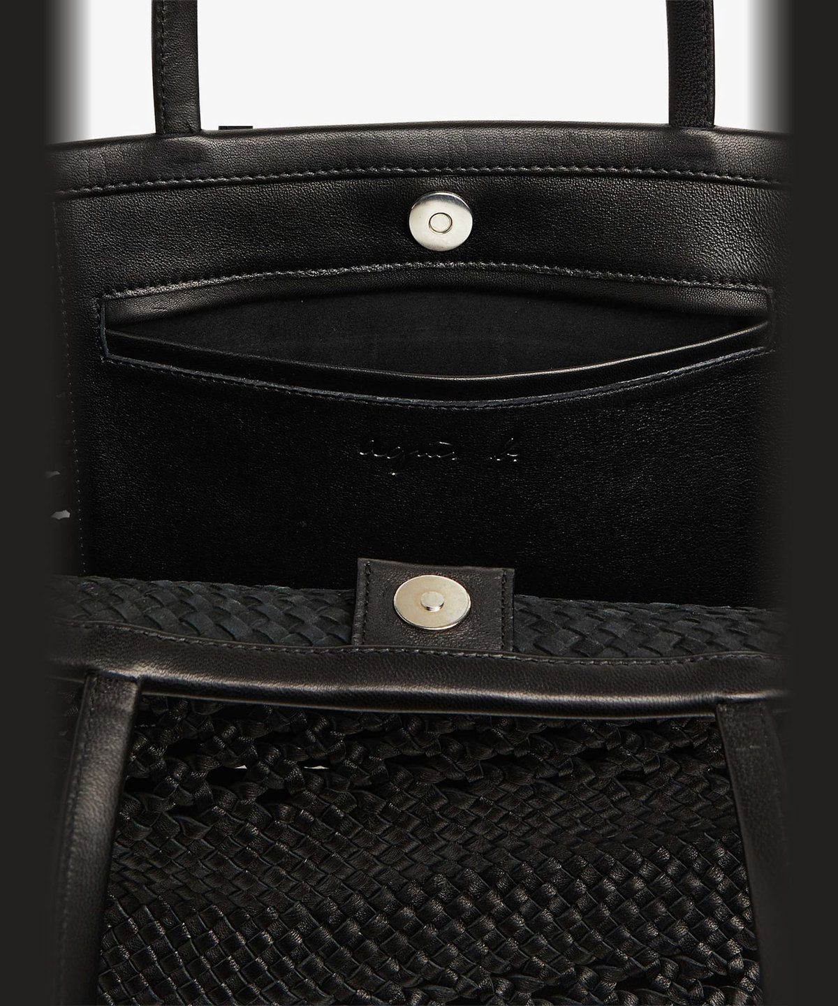 FEMME ウィメンズ ラムレザー 編み込み バッグ "Laurence" ブラック