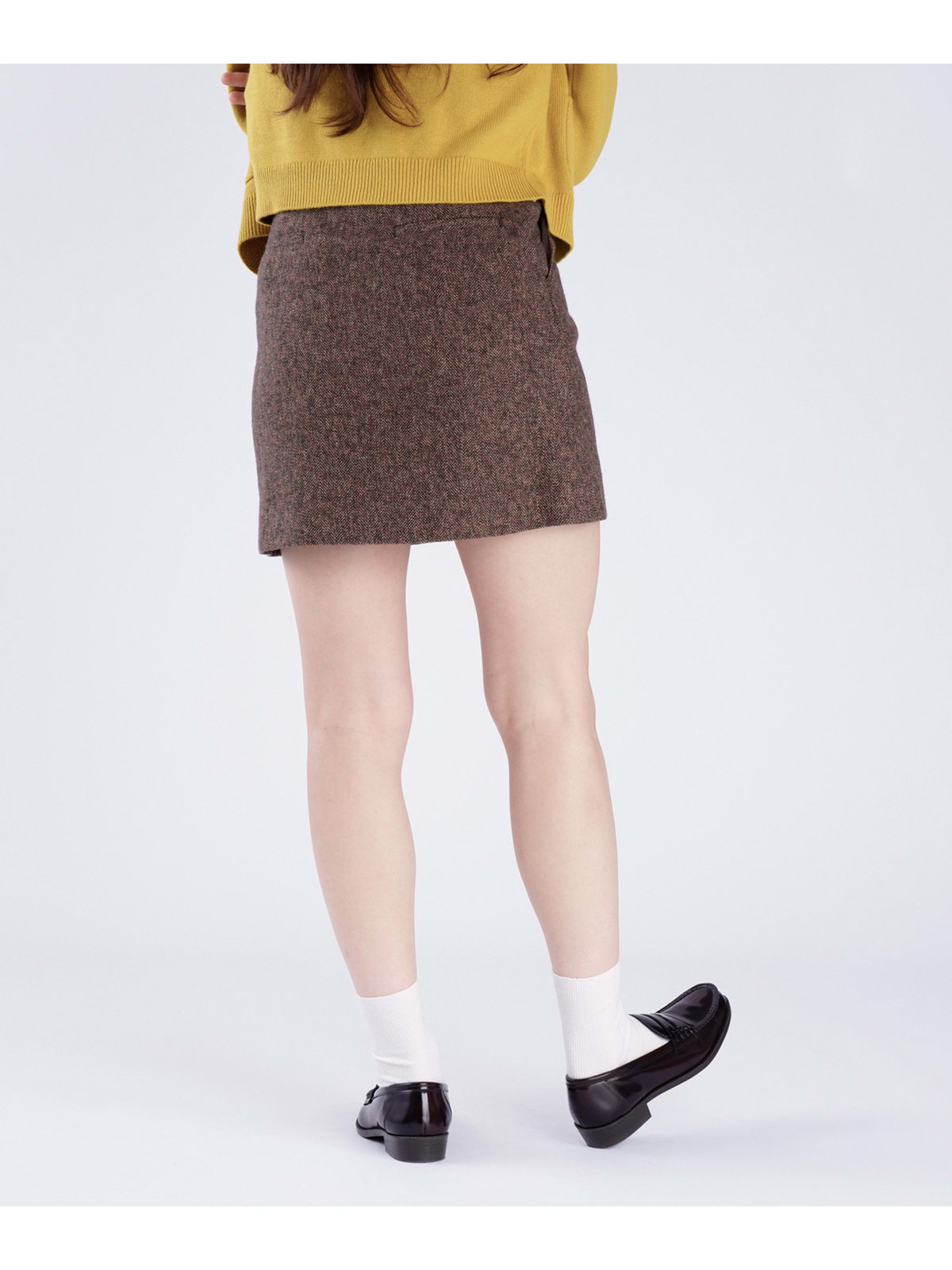 To b. by agnès b. 【Outlet】コットン ツイード ミニスカート ブラウン