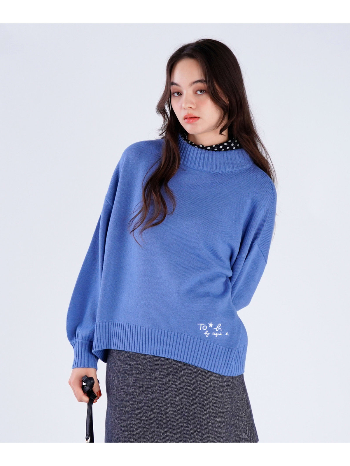 To b. by agnès b. ソフトニット プルオーバー ネイビー