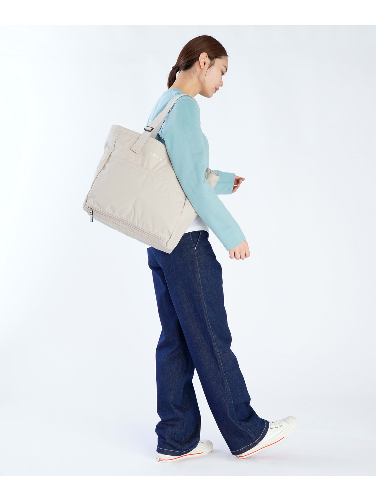 ENFANT ユニセックス ロゴ ペアレンツバッグ マザーズバッグ ベージュ