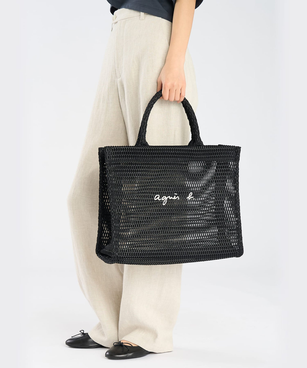 VOYAGE ウィメンズ バッグ＆ウォレット ナイロン メッシュ ラージ トートバッグ ABX03-02 ブラック