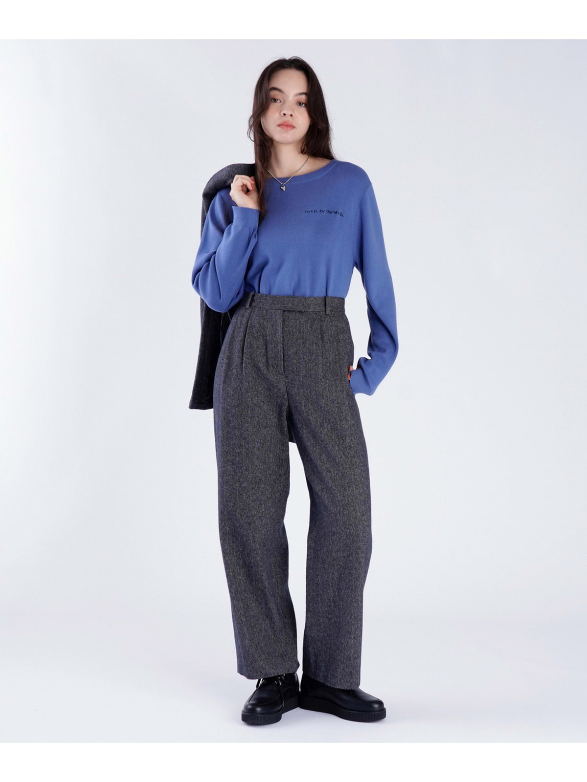 To b. by agnès b. 【Outlet】コットン ツイード パンツ ブラック