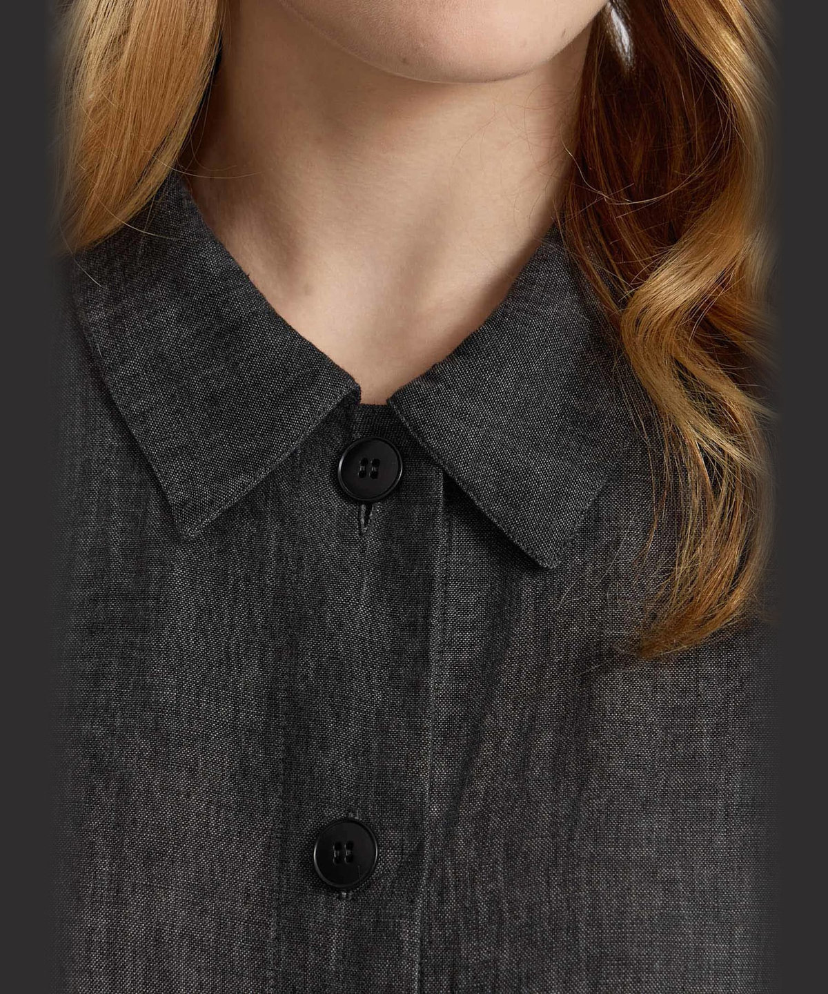 FEMME ウィメンズ リネン 長袖 シャツワンピース "Bb" グレー