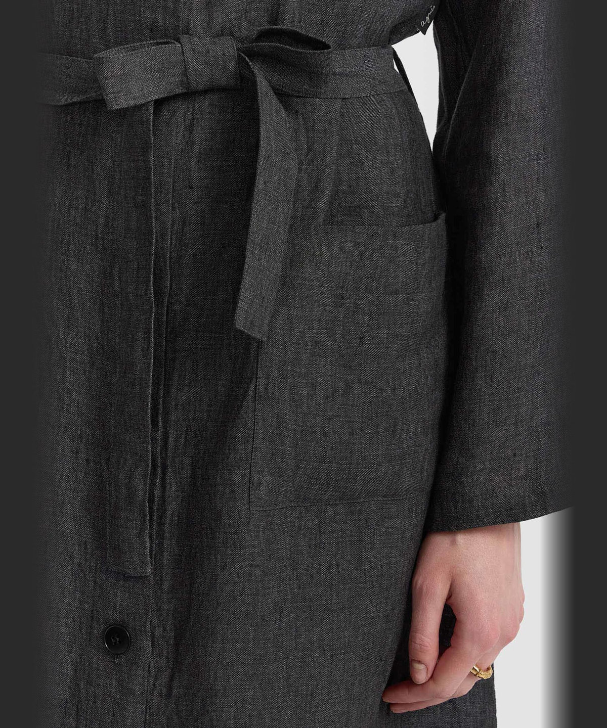 FEMME ウィメンズ リネン 長袖 シャツワンピース "Bb" グレー