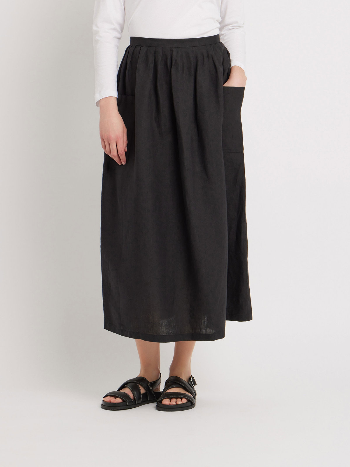 FEMME ウィメンズ リネン ロングスカート ”Telma” ブラック