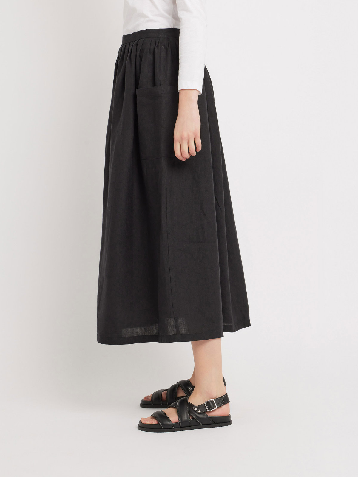 FEMME ウィメンズ リネン ロングスカート ”Telma” ブラック