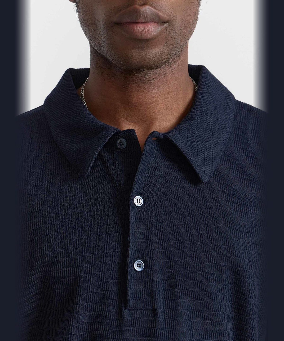 HOMME メンズ メンズ 透かし編み コットンジャージー 半袖 ポロシャツ "Mark" ブルー系その他