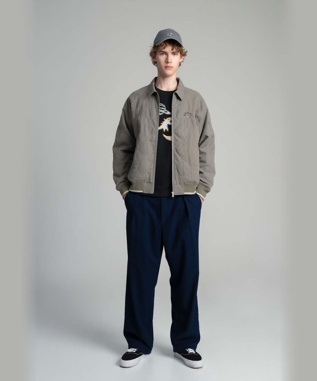 HOMME メンズ SPORT b. ウォッシュドツイル ディノ キャップ グレー
