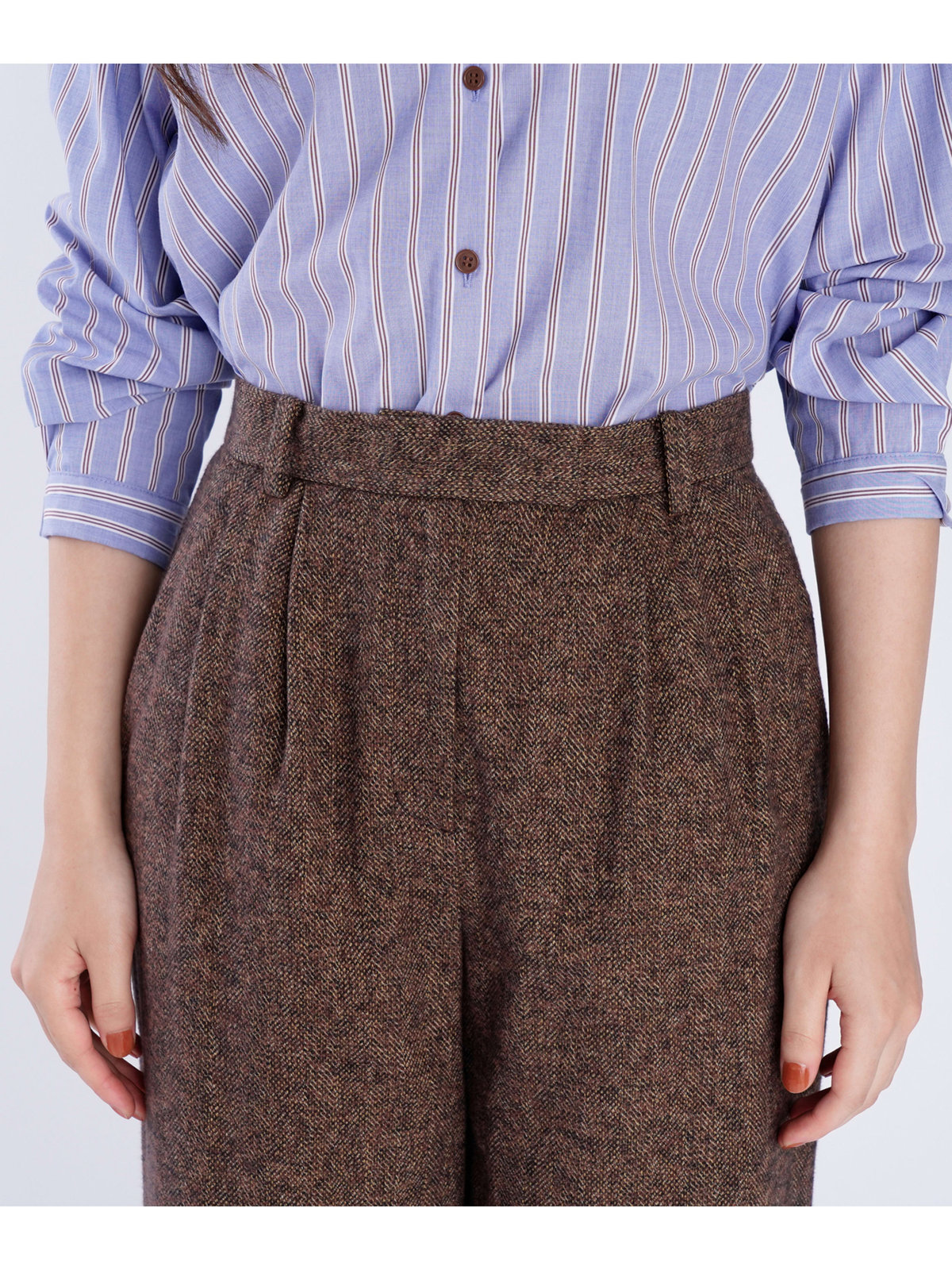 To b. by agnès b. 【Outlet】コットン ツイード パンツ ブラウン