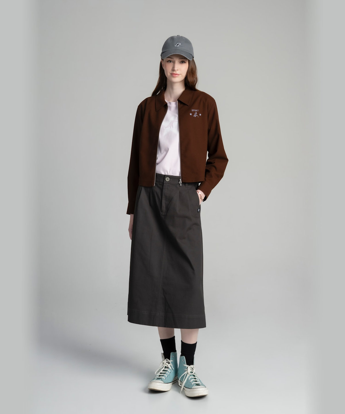 HOMME メンズ SPORT b. ウォッシュドツイル ディノ キャップ グレー