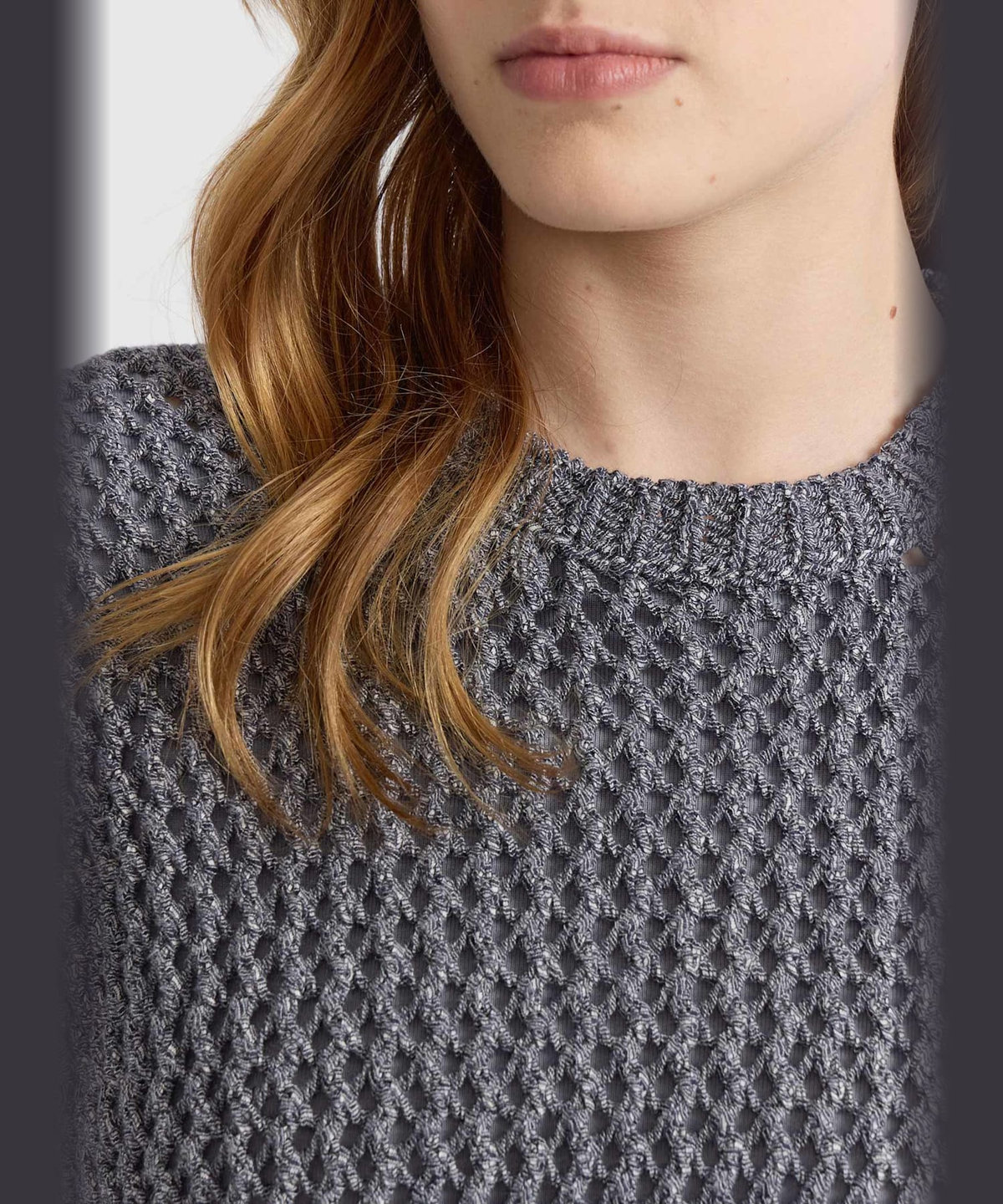 FEMME ウィメンズ 透かし編み コットン ノースリーブ ニット プルオーバー "Cary" グレー
