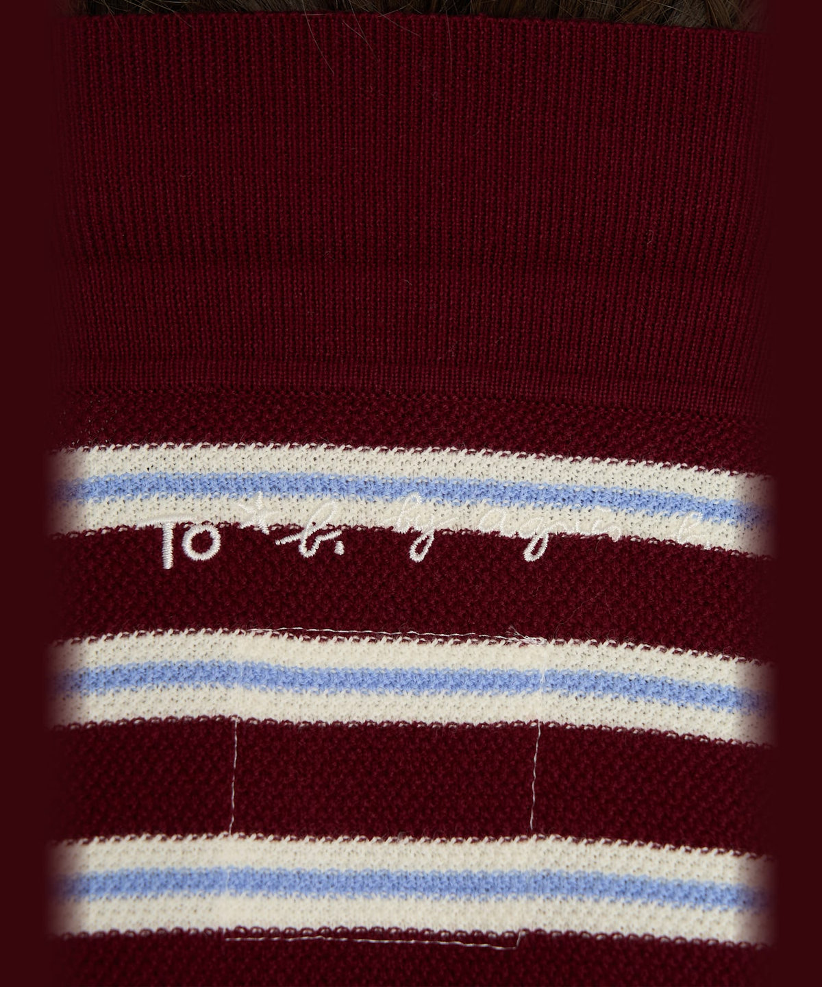 To b. by agnès b. To b. by agnes b.× green label relaxing ロゴ刺繍 コットン ニットポロ ボルドー