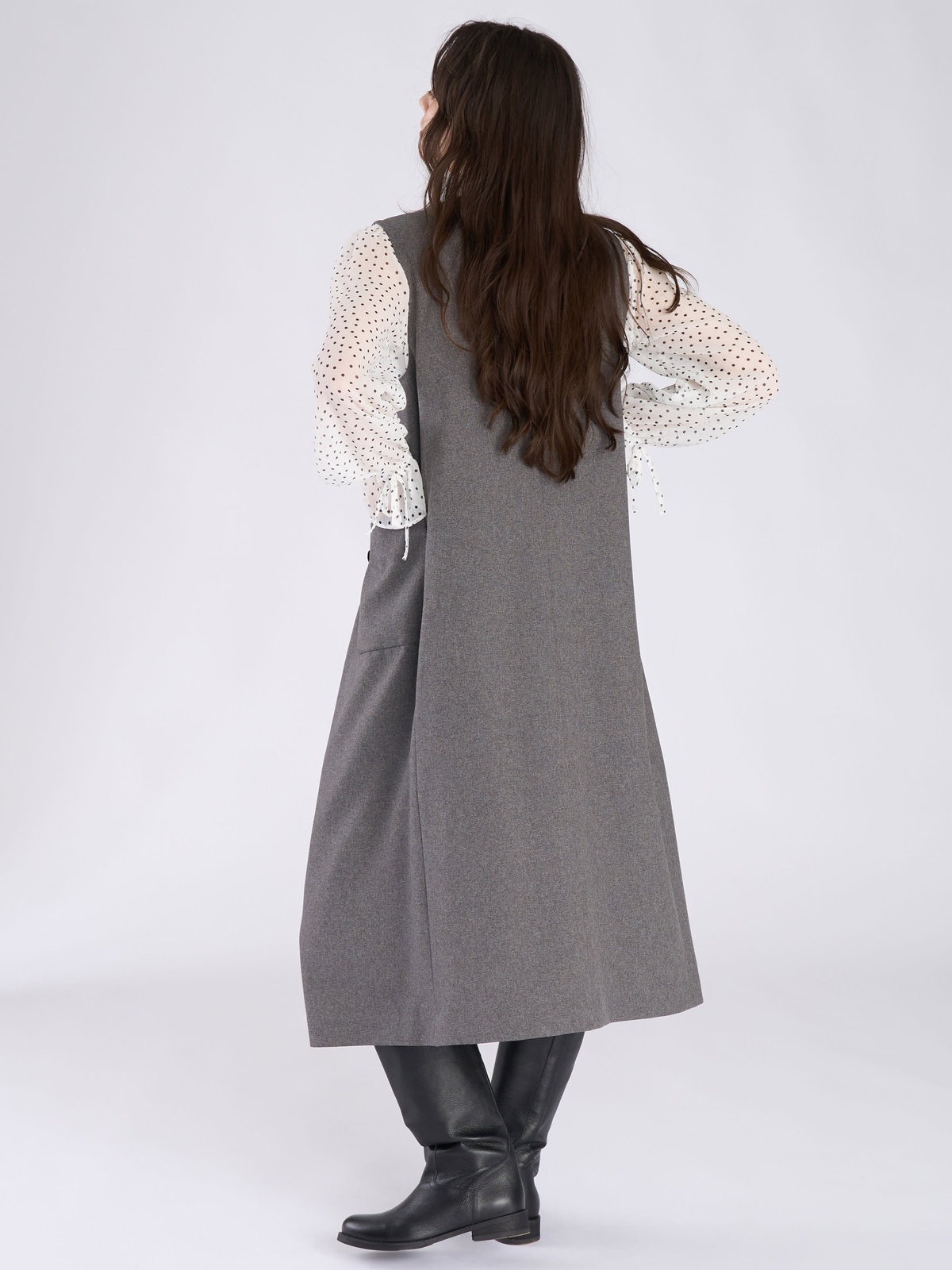 To b. by agnès b. ダブルブレスト ジレ ワンピース グレー