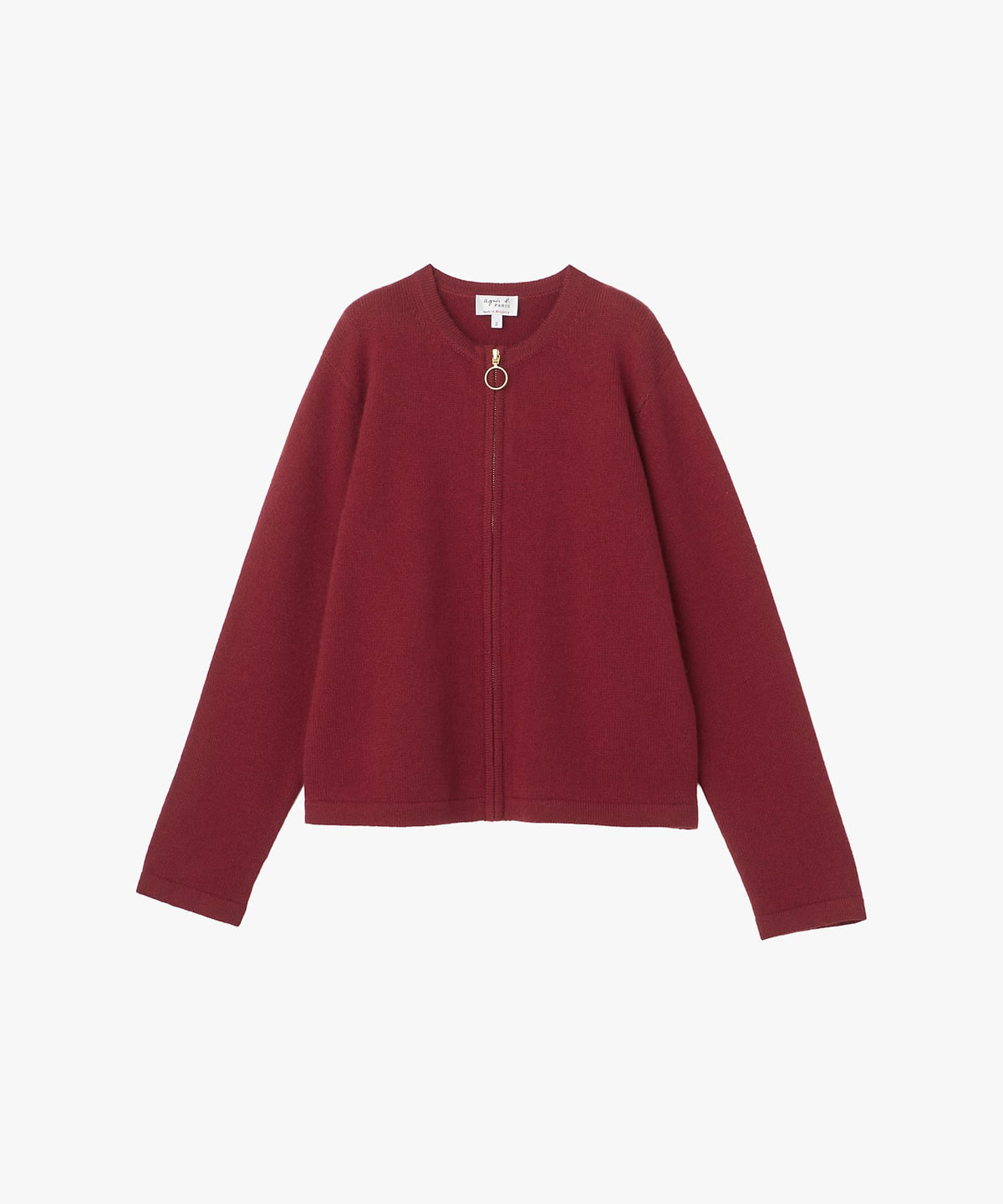 FEMME ウィメンズ カシミヤ 長袖 カーディガン "Zip" ボルドー