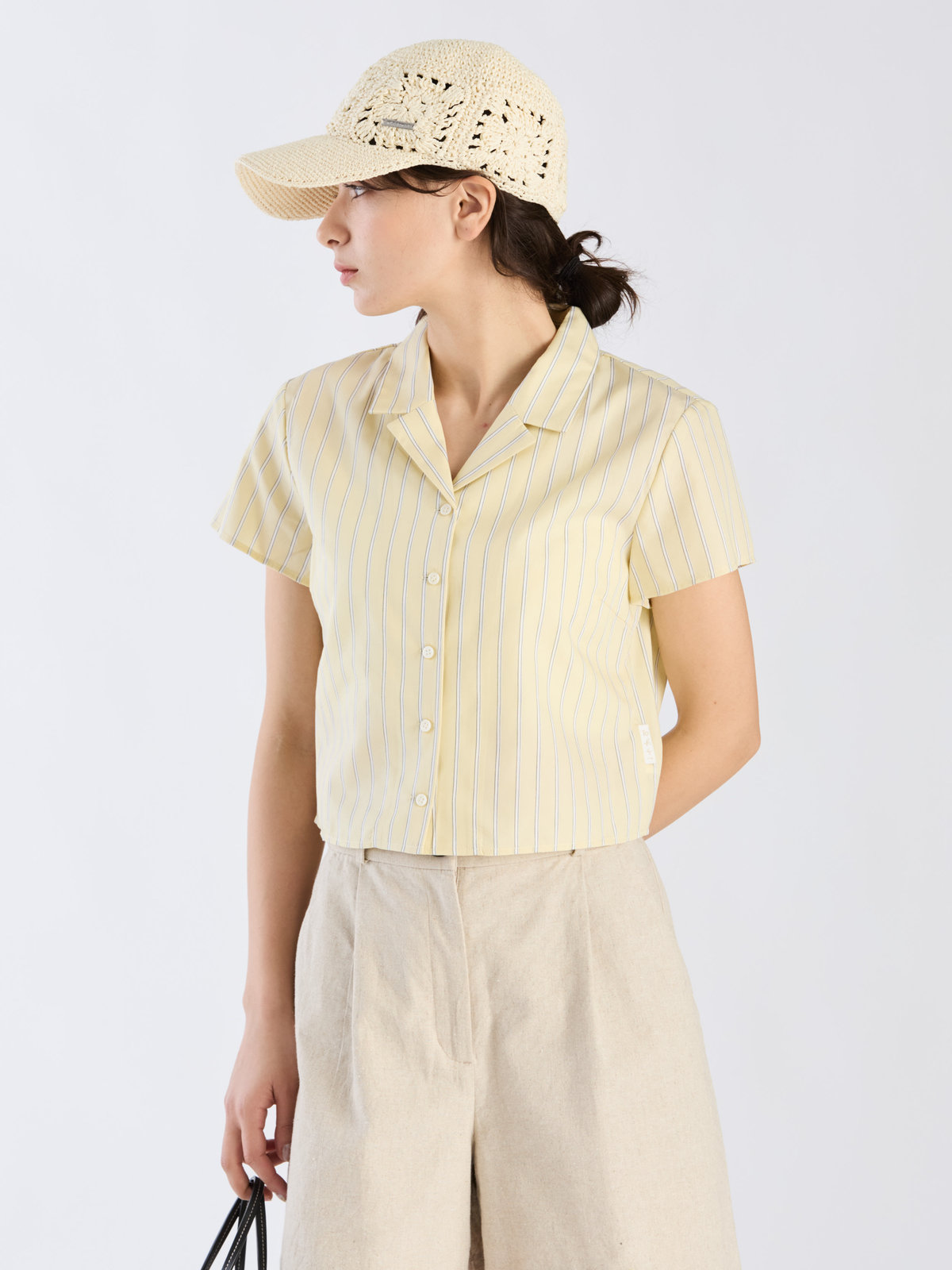 To b. by agnès b. 【Outlet】ドビーストライプシャツ イエロー