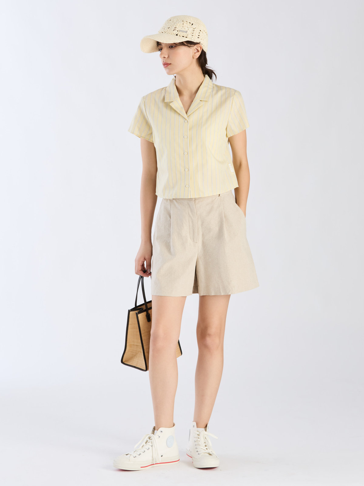 To b. by agnès b. 【Outlet】ドビーストライプシャツ イエロー