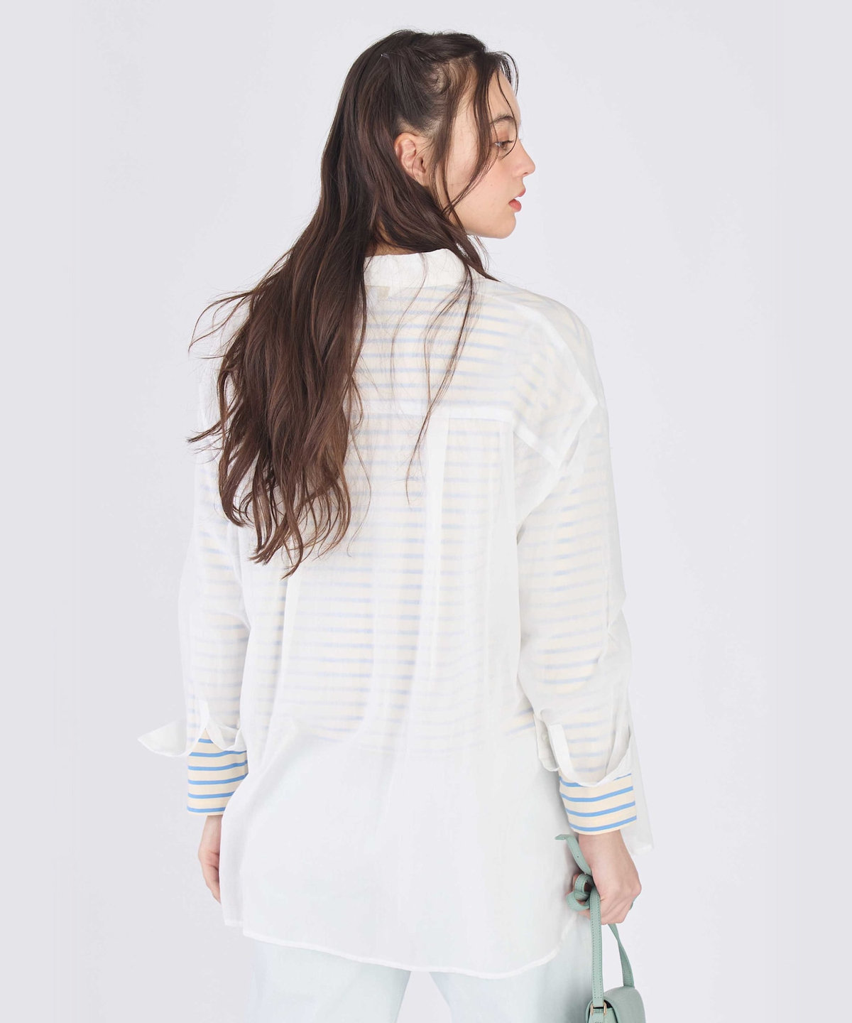 To b. by agnès b. コットン ロングスリーブ ボーイズシャツ ホワイト