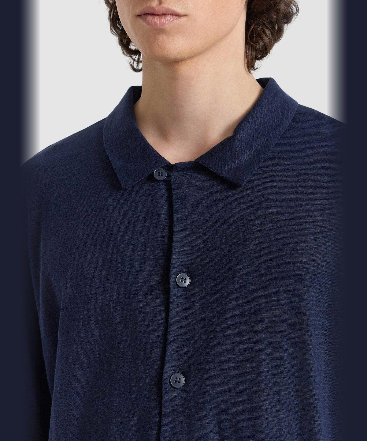 HOMME メンズ メンズ リネン ジャージー 半袖 シャツ "Maui" ネイビー