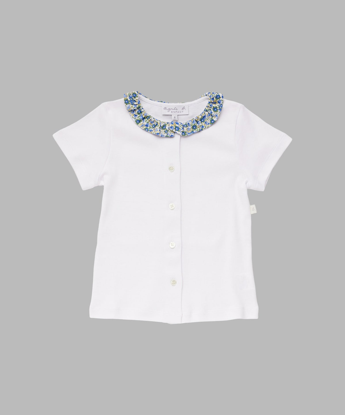 ENFANT ガールズ キッズ フラワープリント コットン 半袖 ブラウス ブルー系その他