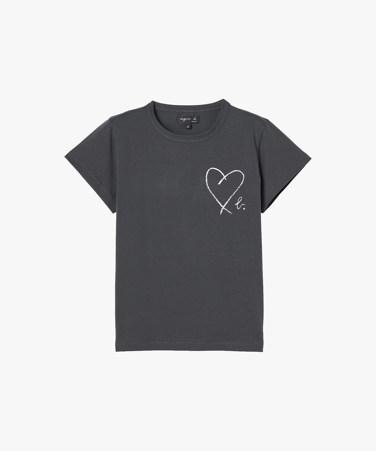 FEMME ウィメンズ "b."ロゴ ハート プリント コットン 半袖 Tシャツ "Brando" グレー