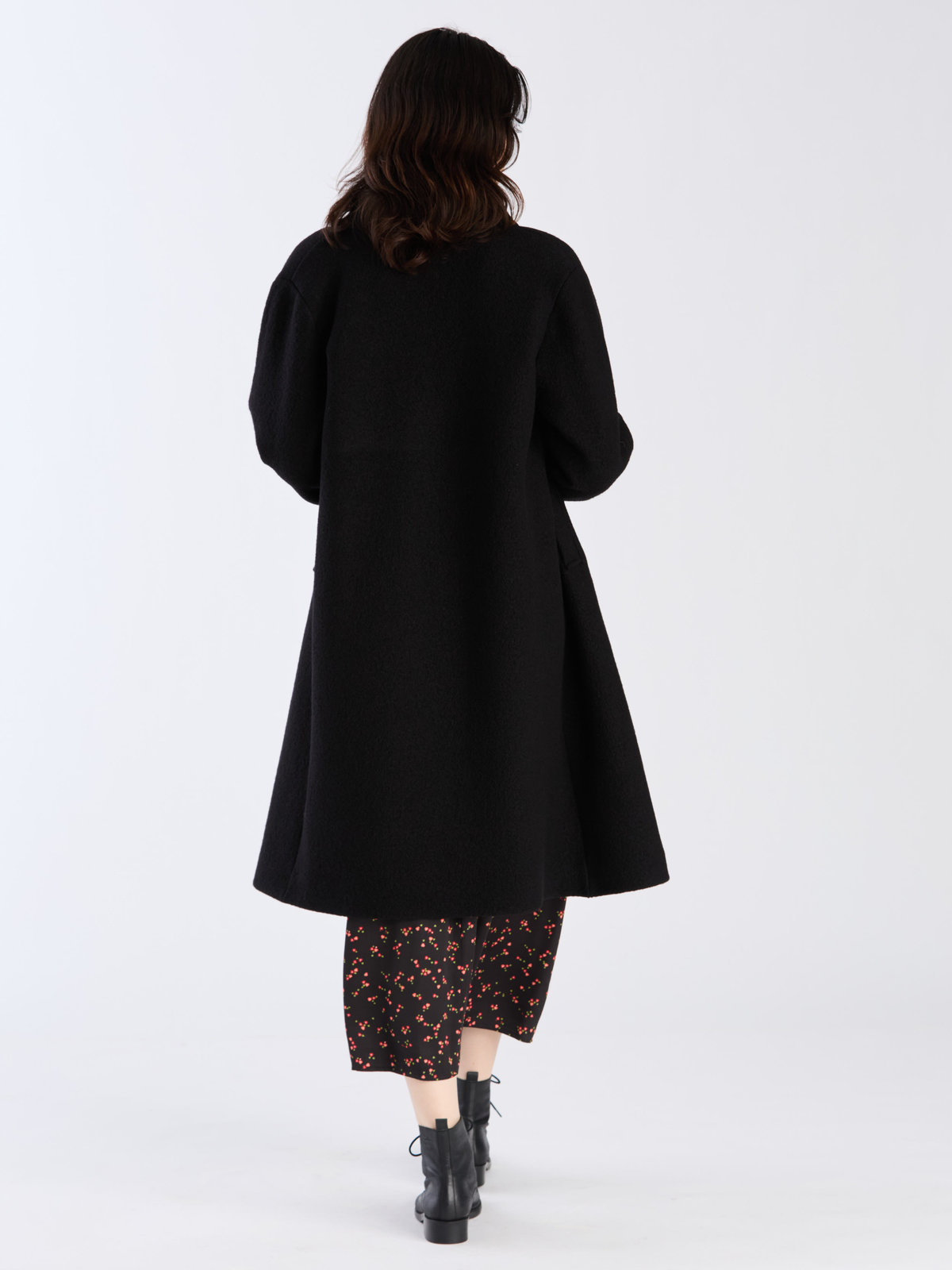 FEMME ウィメンズ 【Outlet】ウール ジャージー スタンドカラー コート "Aimee" ブラック
