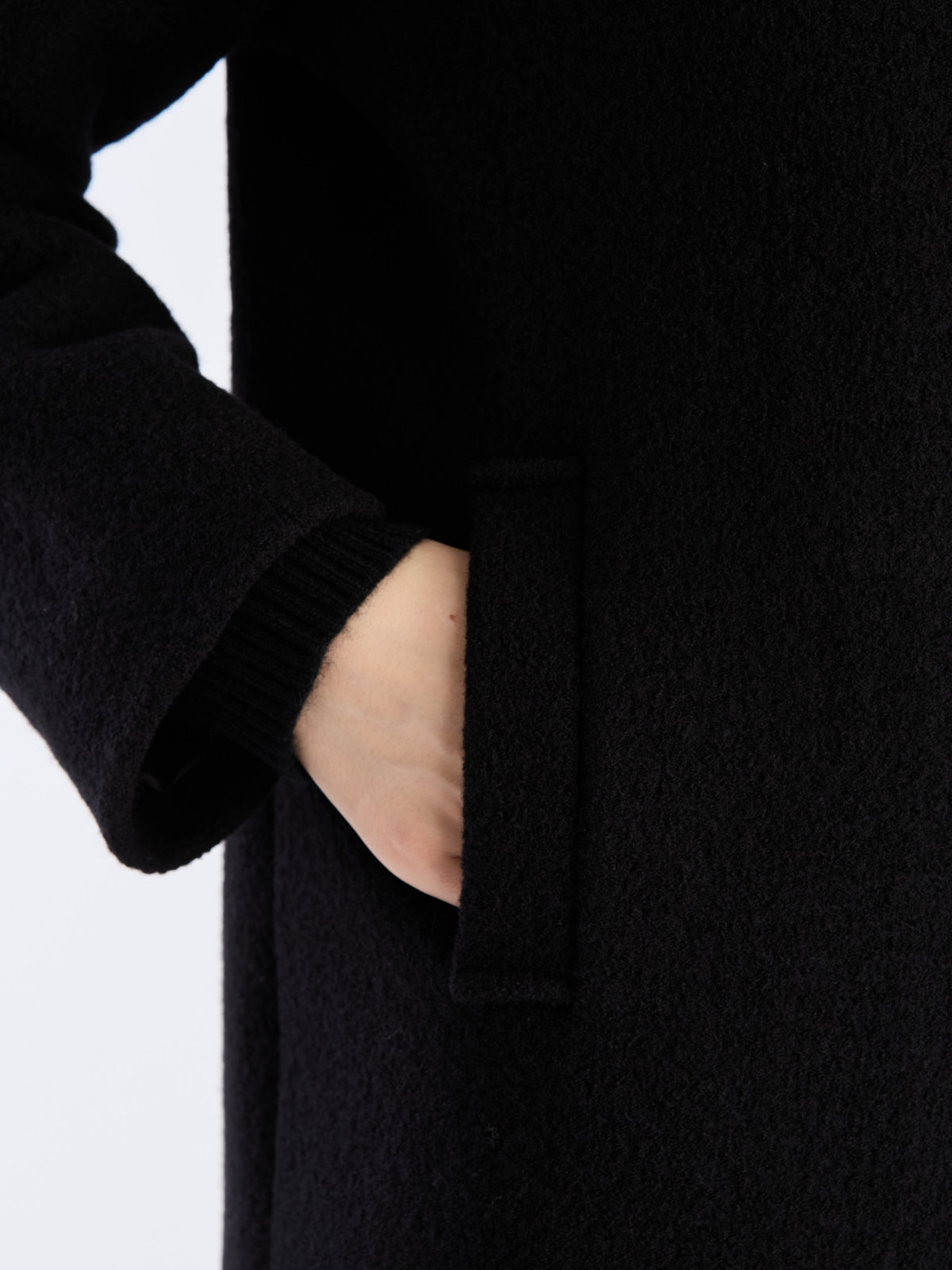 FEMME ウィメンズ 【Outlet】ウール ジャージー スタンドカラー コート "Aimee" ブラック