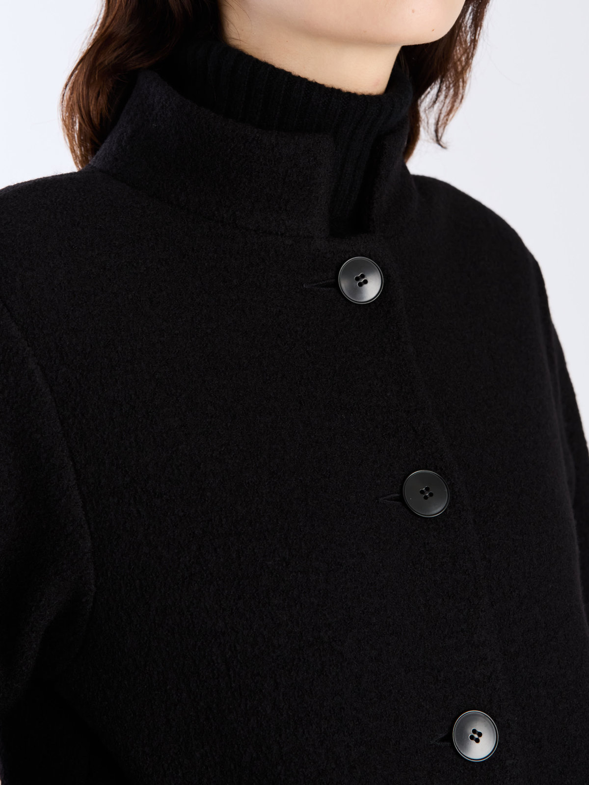 FEMME ウィメンズ 【Outlet】ウール ジャージー スタンドカラー コート "Aimee" ブラック